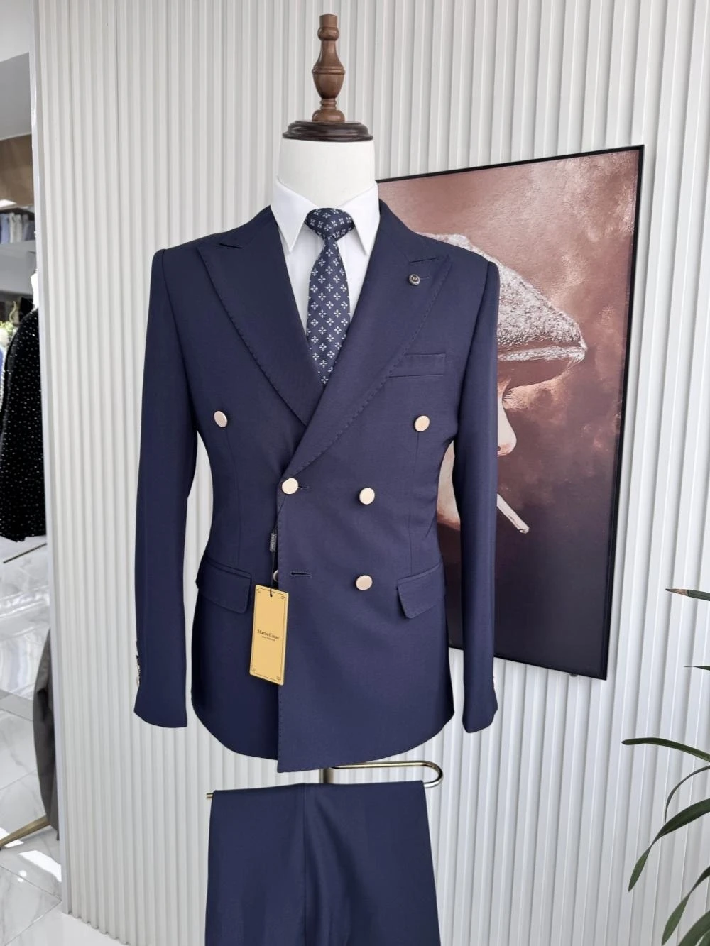 الرجال مزدوجة الصدر دعوى مجموعة 2 قطعة سترة السراويل الأعمال الزي وسيم الذروة التلبيب سليم صالح الدعاوى الزفاف العريس مجموعات #5