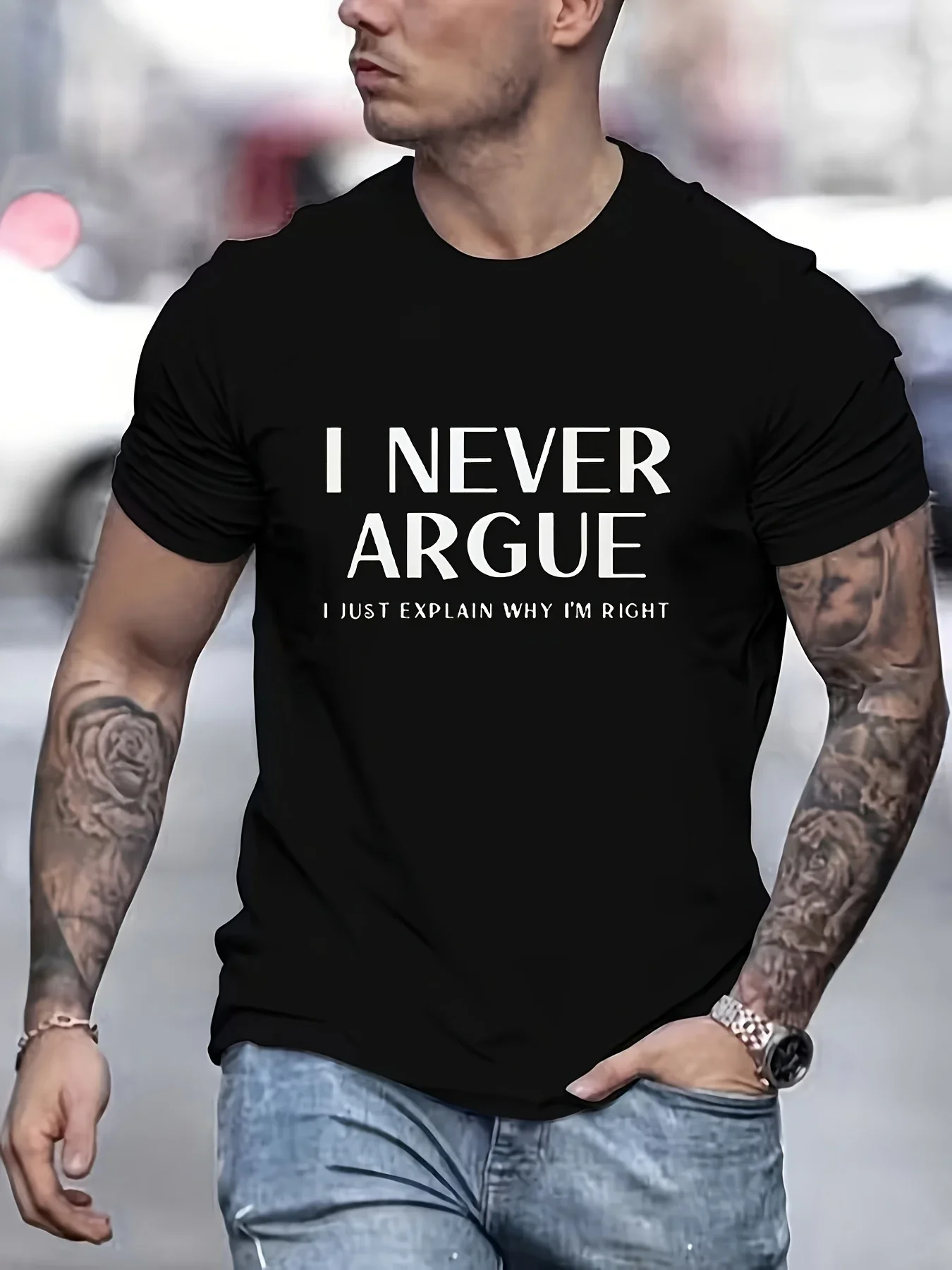 Plus-Size Men'S Sports Casual T-Shirt, Printed with The Words 