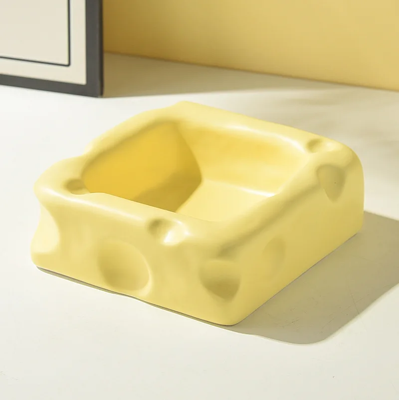 Cute Ceramic Bowls Creative Cheese-shaped Rice Bowls Cat Food Bowls Drinking Bowls To Prevent Knocking Over Pet Supplies