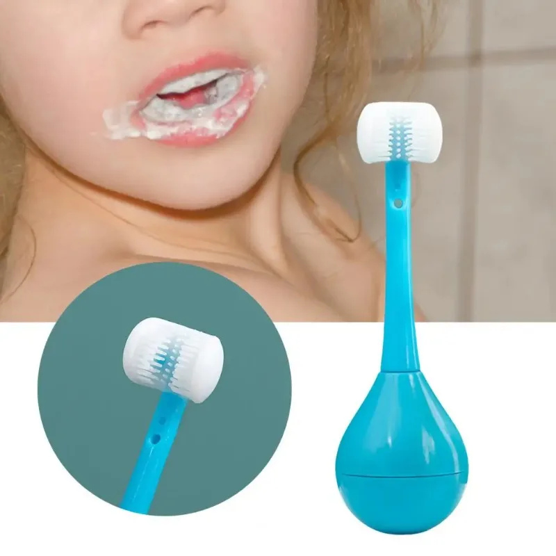 

Lovely Three-sided Toothbrush Novelty Cute Tumbler Children Toothbrush Adorable Creative Cartoon Oral Care Tool for Bathroom