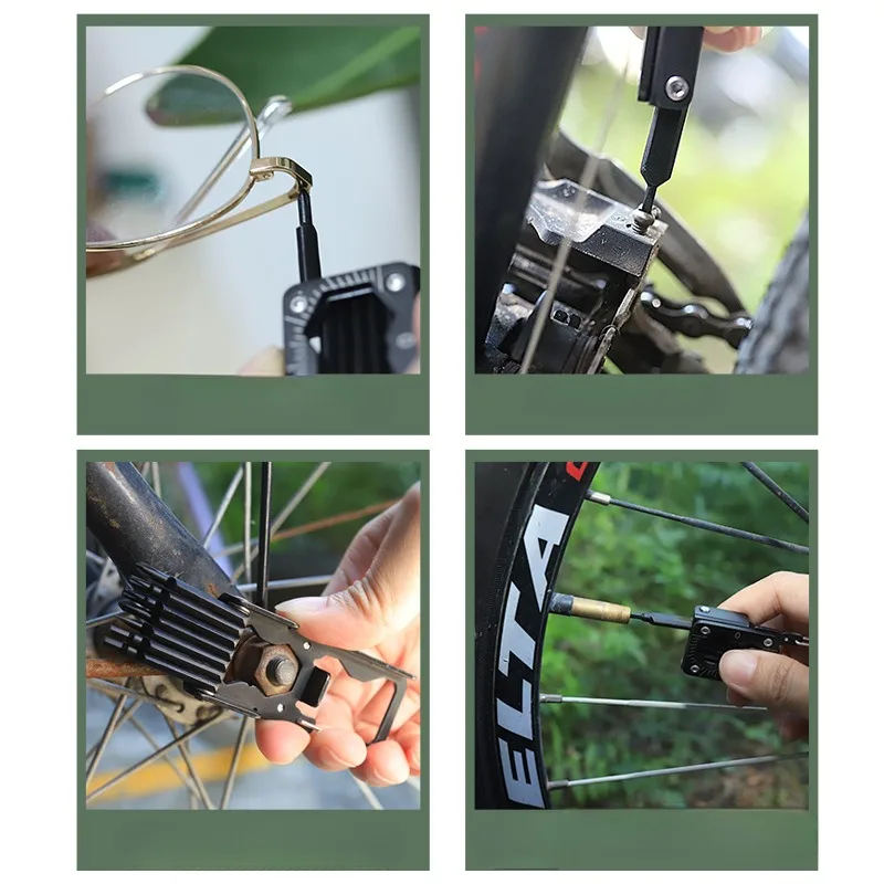 BIESUO Outdoor Portable Screwdriver Set with Vehicle Maintenance Tools Multi-function Folding Tool Measuring Device