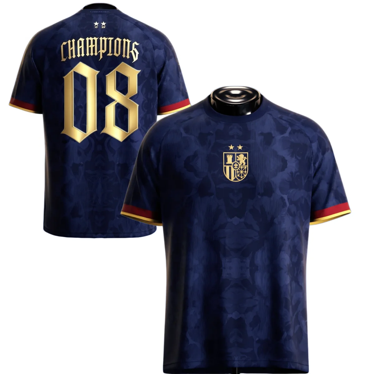 Spanien gewinnt das 2026 Football League Jersey 3D-T-Shirt für Herren und Damen. Bequemes und atmungsaktives Kurzarm-Sweatshirt-Oberteil – Detail 8