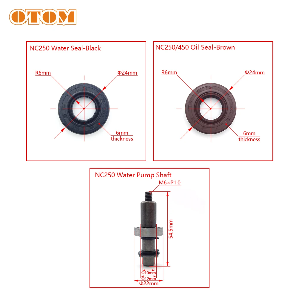 OTOM Motorcycle Water Seal Kit Pump Shaft Oil Sealing Ring Steel Bearing Assy For ZONGSHEN NC250 250cc Engine Off-road Motocross