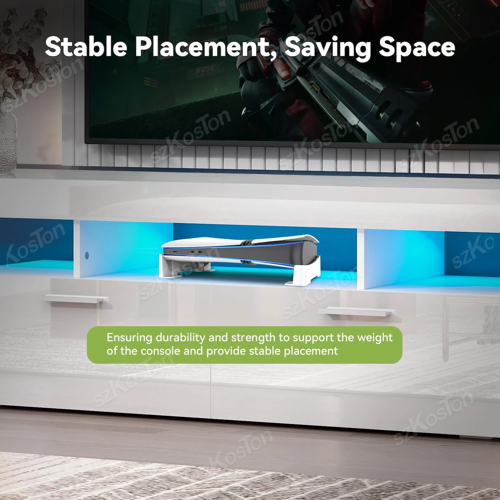 حامل أفقي لوحدة تحكم الألعاب PS5 Pro وPS5 Slim قاعدة ثابتة مضادة للانزلاق متوافقة مع ملحقات PlayStation 5 Pro