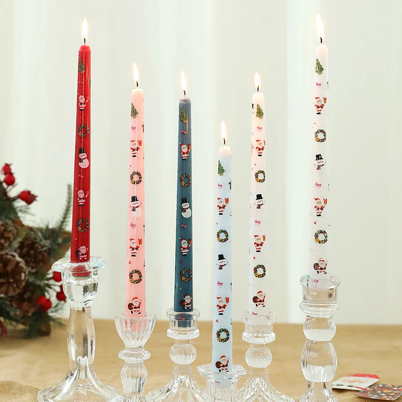 2pc 25cm Long Christmas Pole Candle Gingerbread Man Christmas Tree Table Decoration, Party Atmosphere Decoration Props