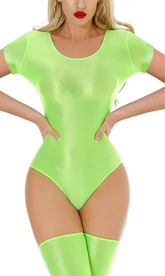 

Женский блестящий масляный глянцевый комбинезон с короткими рукавами, эластичный боди металлик, танцевальный трико, колготки, комбинезоны, сексуальный клубный наряд, костюм