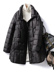 2024 New Winter 90% White Duck Down Jacket Women Lightweight Ultra Light Casual Warm Loose Puffer Feather Coat Female Parkas