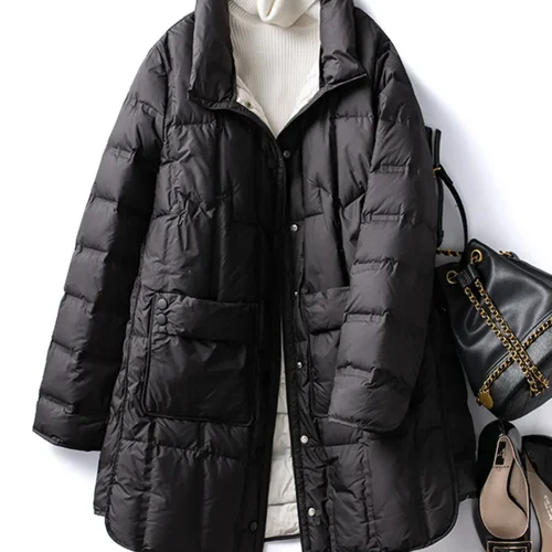 여성용 화이트 덕 다운 재킷, 경량, 초경량, 캐주얼, 따뜻한 루즈, 퍼퍼, 깃털 코트, 여성 파카, 겨울 90%, 2024 신상  Best5