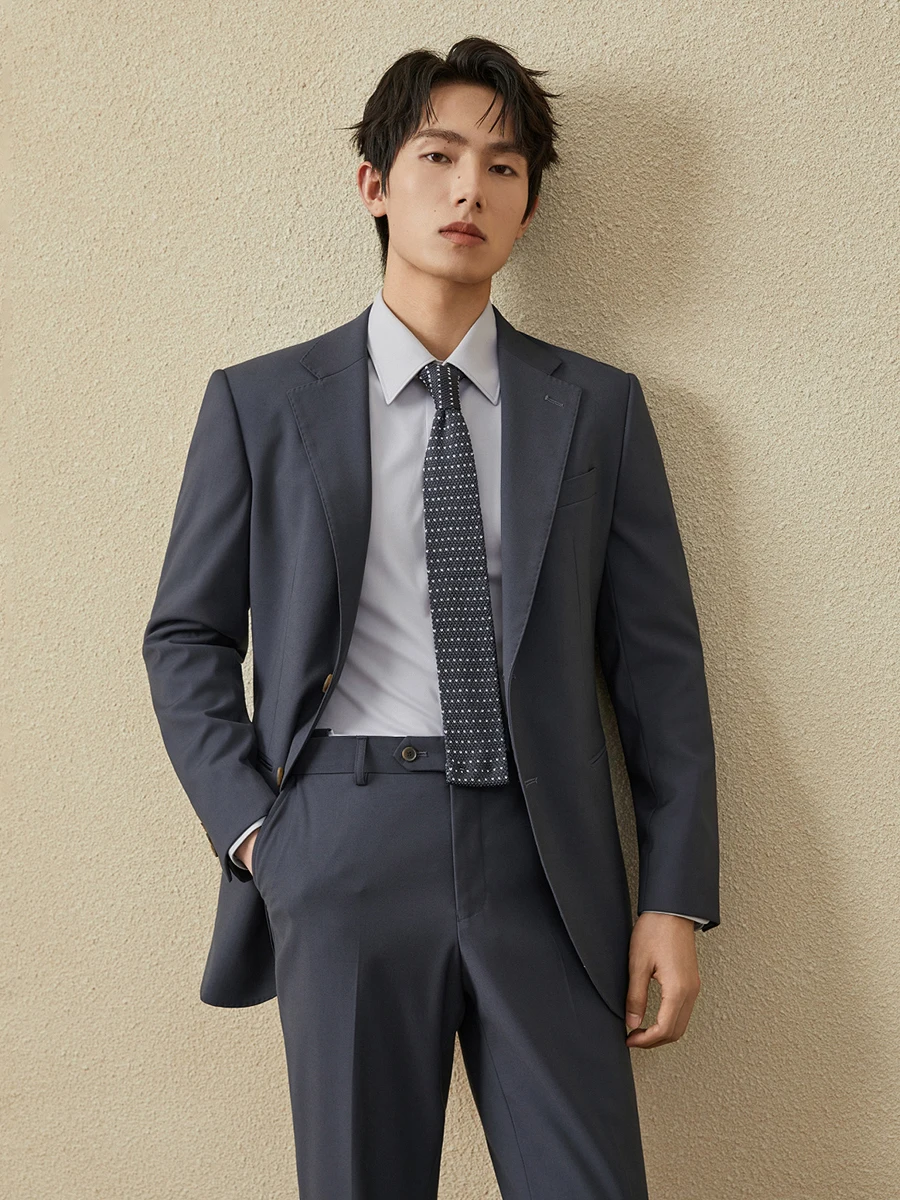 

Men's Suit Set Gray Wedding Suit for Groom with Blazer & Pants, Business Casual Formal Attire, All-Season Suit Jacket for Office