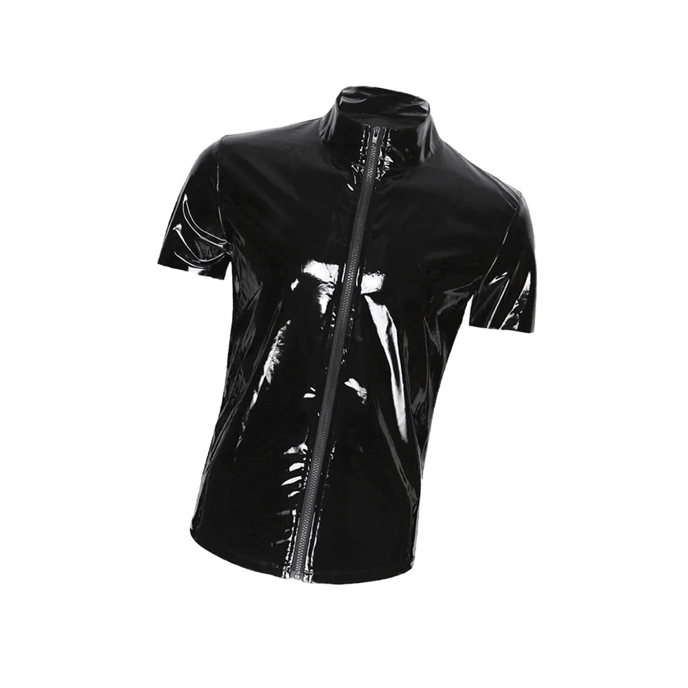 

PVC Mirror Shirt High Quality Imitation Top Skinny Clubwear Unisex Black Xxl