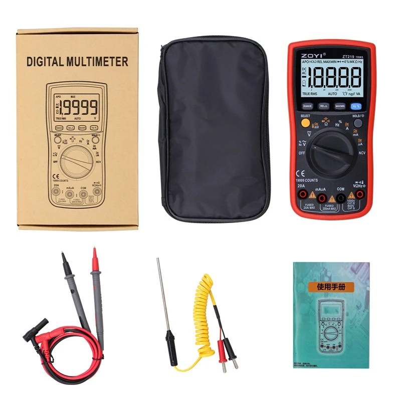 ZOYI ZT219 Digital Multimeter 19999 Analog Tester True RMS Professional Multimetro DIY Transistor Capacitor NCV Testers Lcrmeter