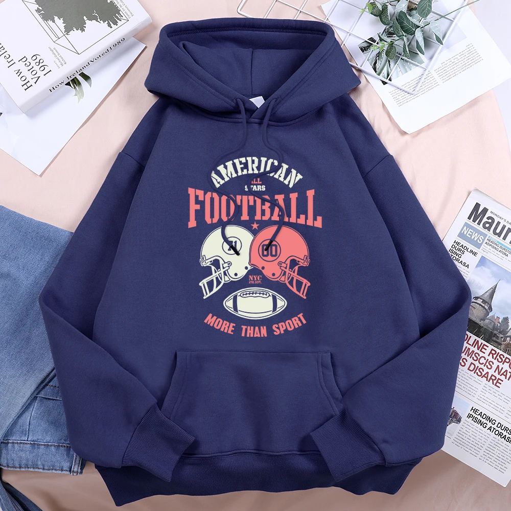 

American Football More Than Sport Print Sweatshirts Women Cotton Trendy Sportwear Leisure Causal Hoody Personality Cute Clothing