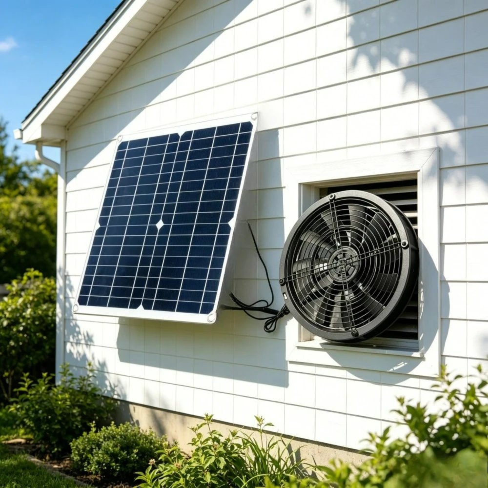 

15W Solar Exhaust Ventilation Fan Kit Solar Panel Powered Air Circulation Cooler for Chicken Coop Greenhouse Dog House RV Shed