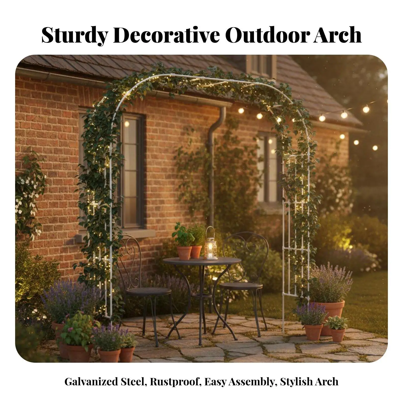 Decorative Garden Arch Frame for Climbing Vines Galvanized Steel Construction PE Coated Weather Resistant Plant Support