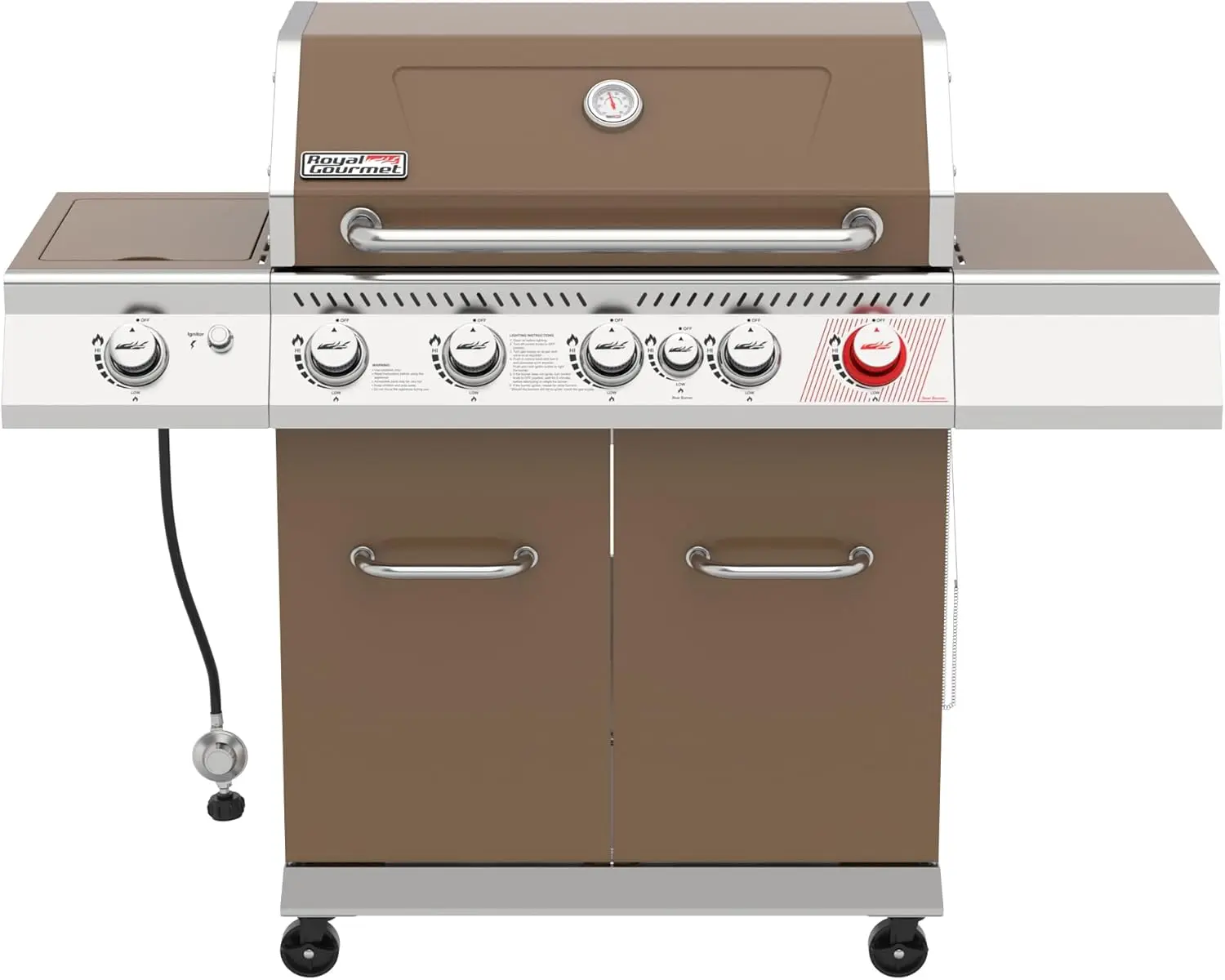 

Royal Gourmet GA5403C 5-Burner Propane Gas Grill with Side Burner & Warming Rack for Outdoor Barbecue, 74,000 BTU Output, 738 Sq