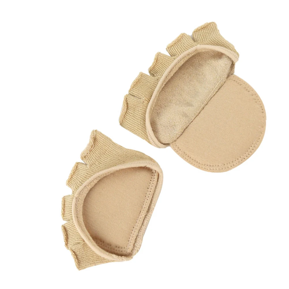 

Forefoot Sleeve Anti-slip Pad Socks Women Feetures No Show Fingerless Khaki Toe