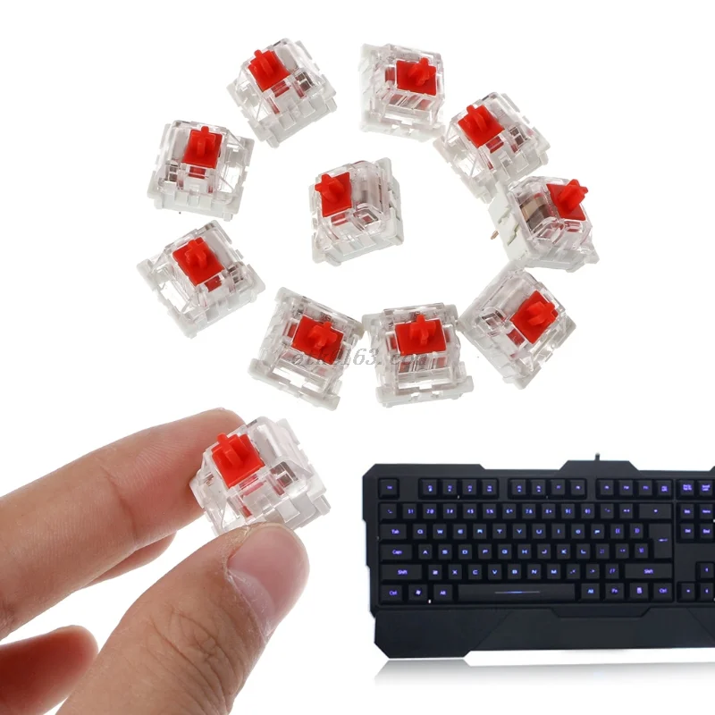 10Pcs 3 Pin Mechanical Keyboard Switch Red Replacement For Gateron Cherry MX
