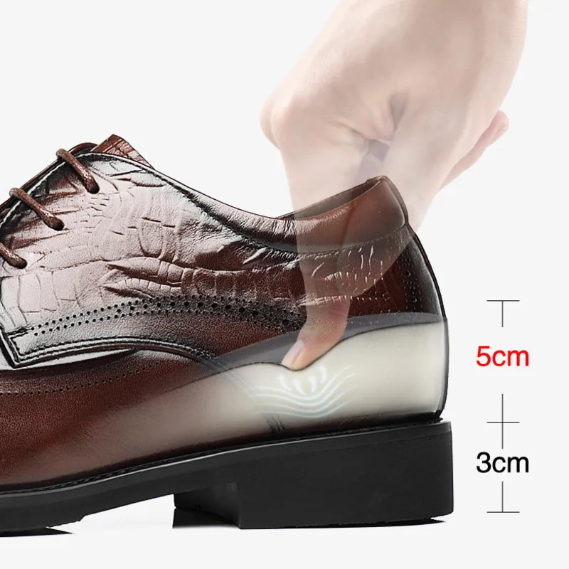 Echtes Leder männer Aufzug Schuhe Versteckte Heels Casual Schuhe Mann 8CM 6CM Höhe Zunehmende Brogue Schuhe Mode hochzeit Party