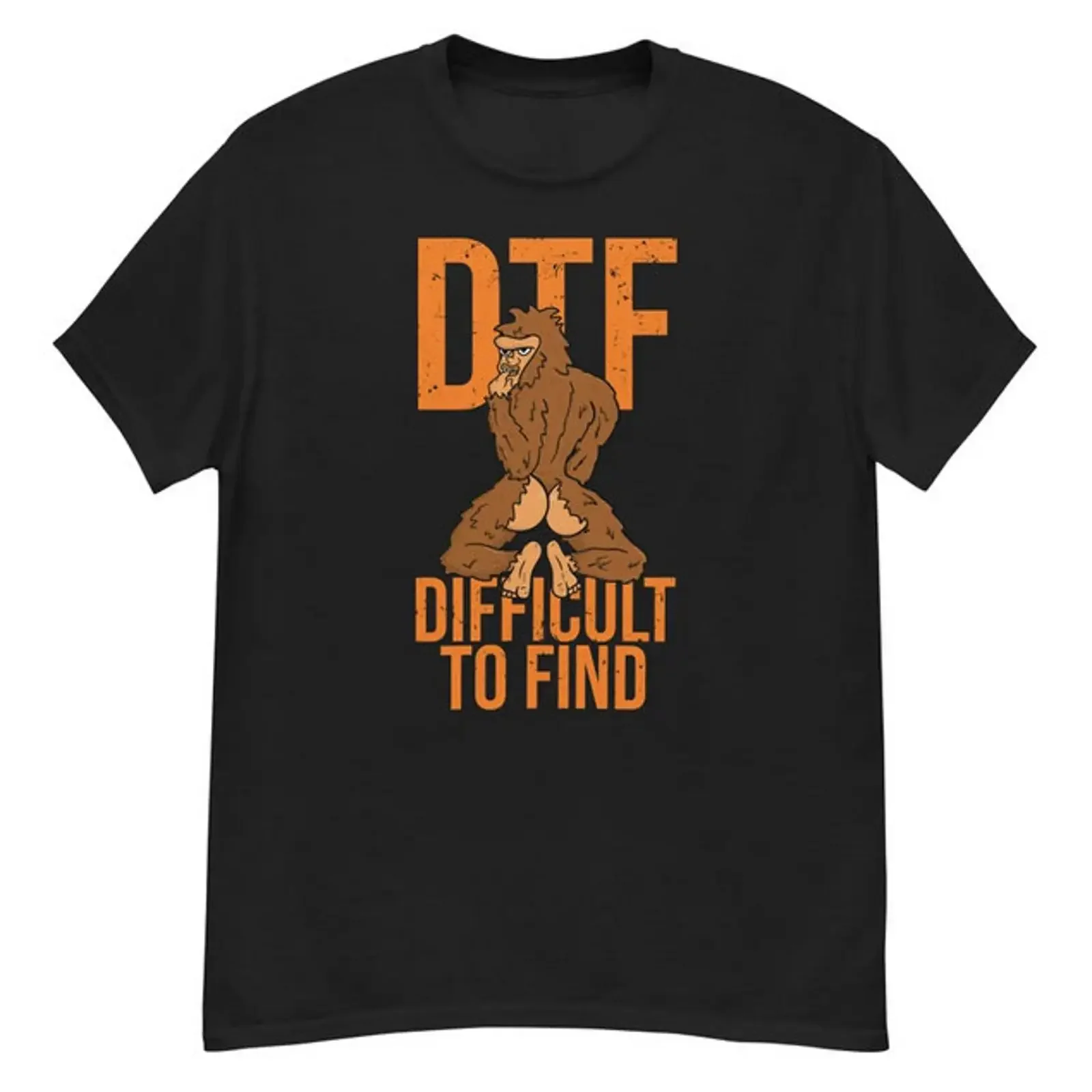 DTF Difficult To Find Sexy Sasquatch Bigfoot Men's classic tee vintage Washed Casual Slightly designer clothes Breathable
