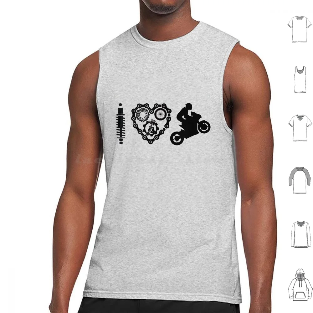 I Love Moto Tank Tops Print Cotton I Love Moto Heart Passion Moto Ride Rider I Love Motorcycles Hobbies Motorcycle