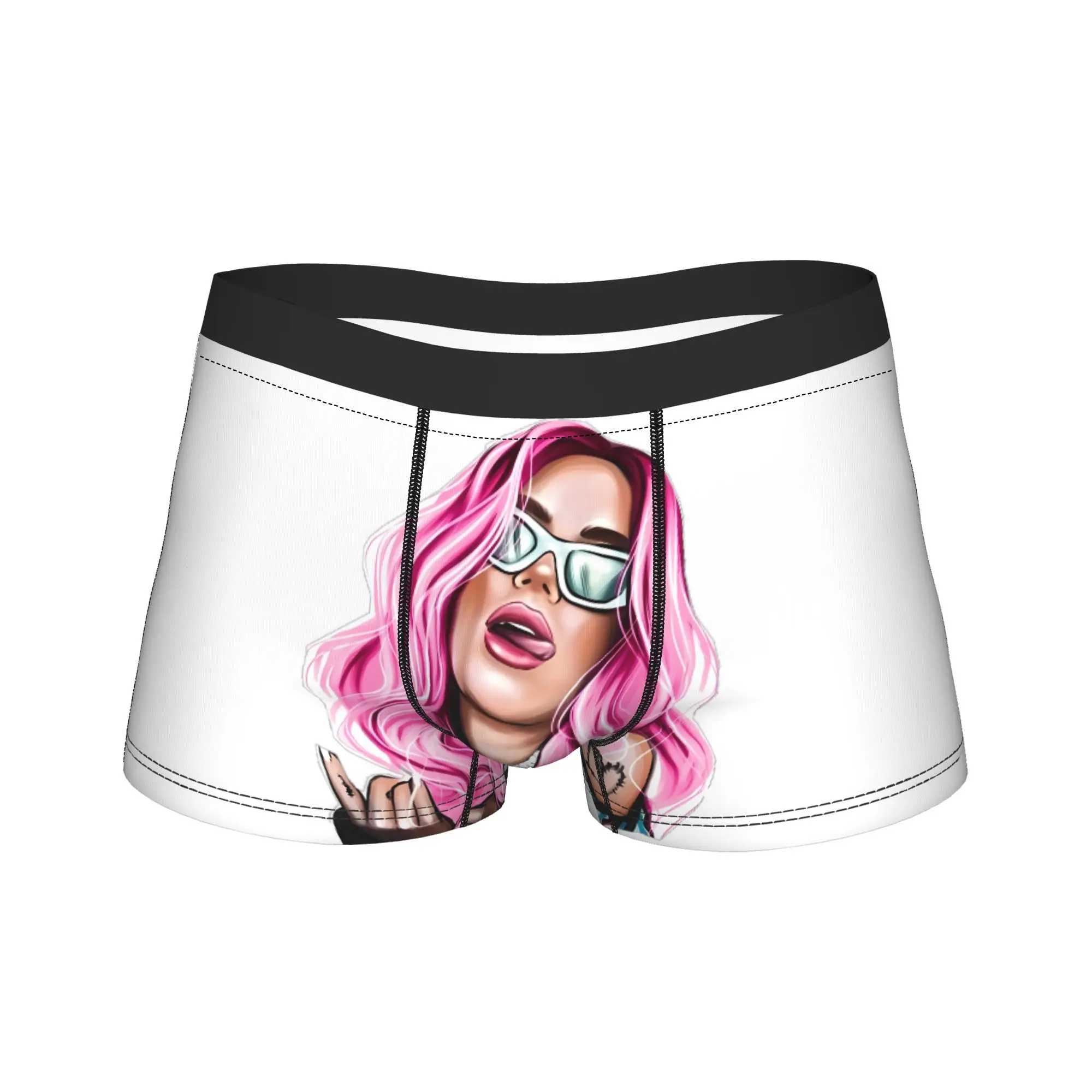 

K-Karol G Pink Hair Sunglasses Pop Art Boxer Shorts 3D Pouch Underwear Printing Shorts Briefs Comfortable Men Panties Plus Size