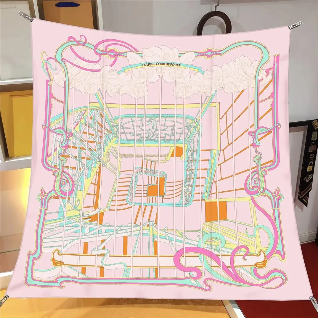 2025 ใหม่ 90 ซม.ออกแบบผ้าพันคอผ้าไหมหรูหราผ้าพันคอสแควร์ผู้หญิงตกแต่งฮิญาบผ้าพันคอ Foulard แถบคาดศีรษะ Neckerchief ผ้าพันคอ