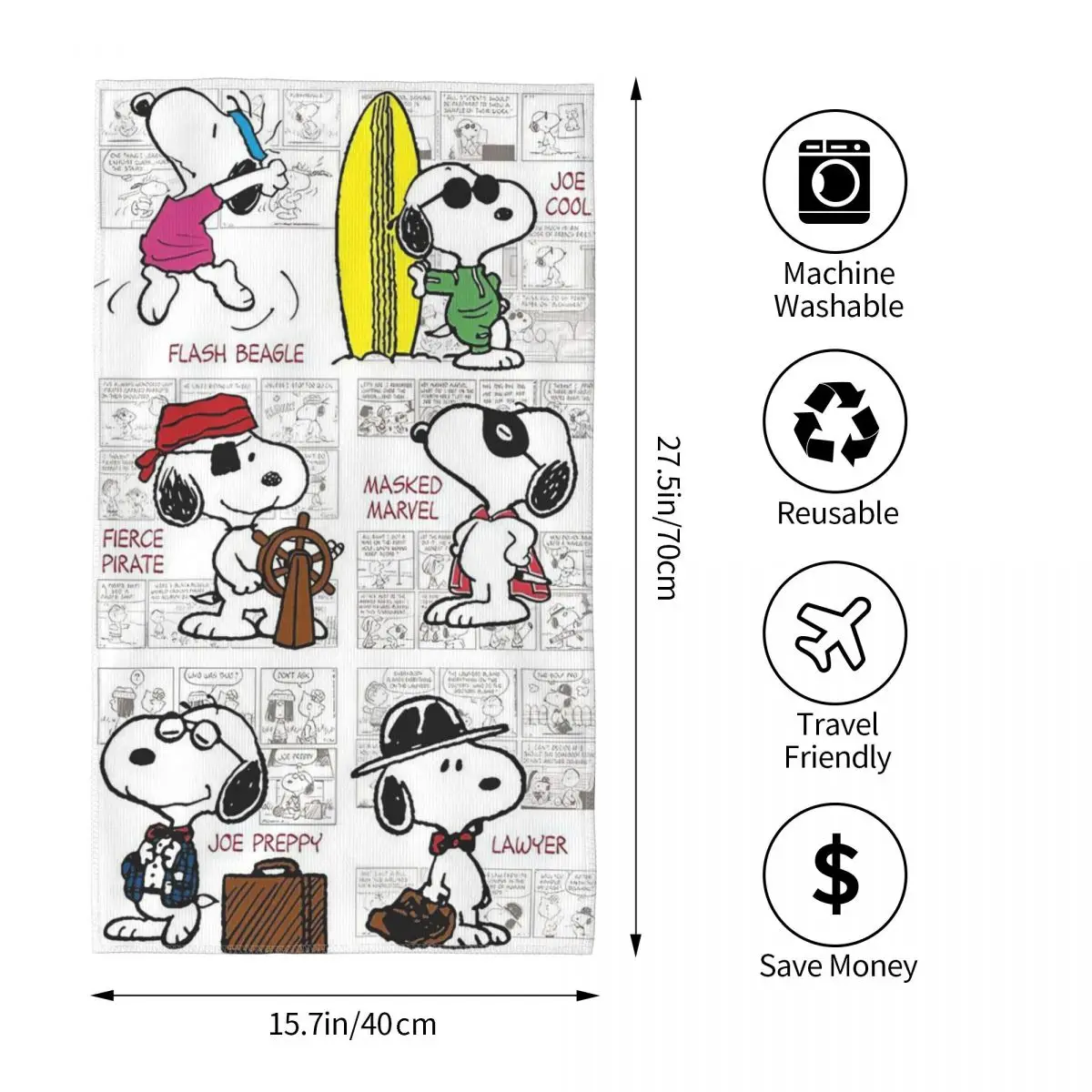 Peanuts Snoopy Cute Cartoon Product Beach Towel Summer Microfiber Bath Towel Sandproof Quick Dry Surf Towels