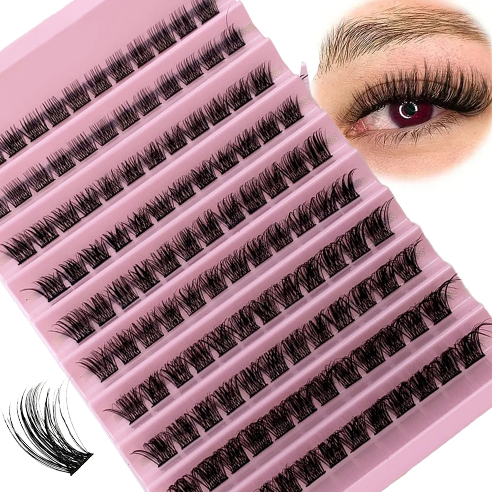 120 Cluster-Wimpern, D-Curling, 8–16 mm, gemischte Länge, DIY-Wimpernverlängerung, flauschige segmentierte Pfropfen falsche Wimpern