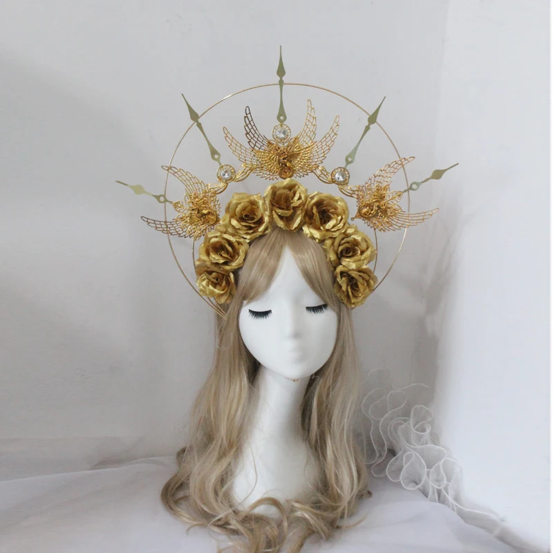 DIY KIT Dark Woodland Fairy Headpiece Gothic Halo Crown Flower Headpiece Forest Witch Tiara Boho Wedding  Pregnancy Photo