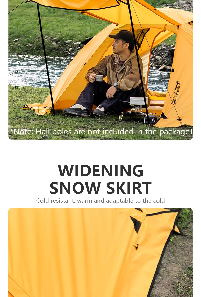 BISINNA 4-Jahreszeiten-Campingzelt mit Schneerock, 2-Personen-Doppelschicht-Aluminium-Stangenzelt für Outdoor-Rucksack, Picknick, Wandern – Detail 5