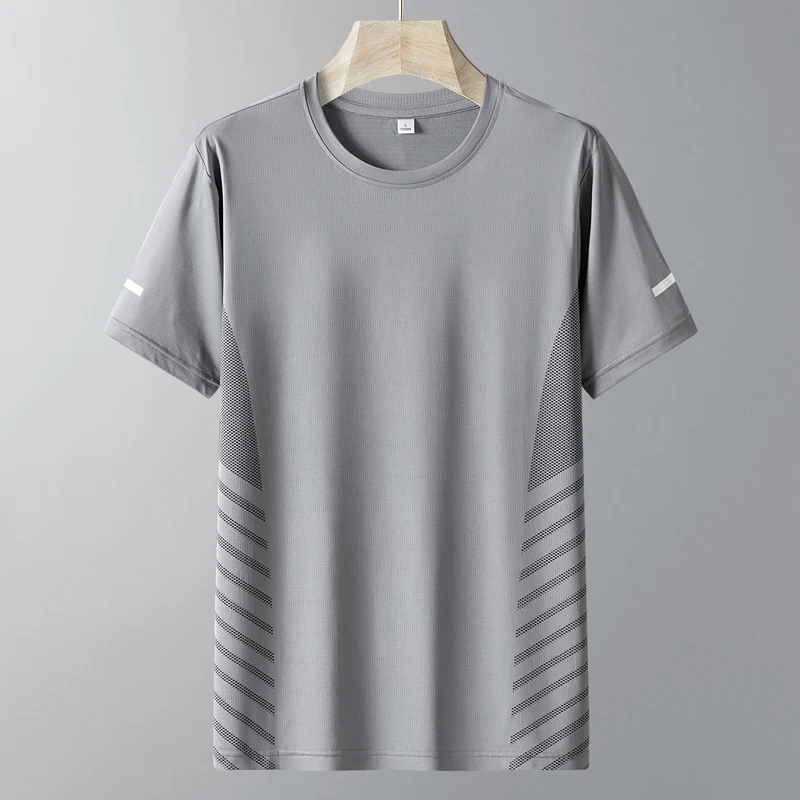 Summer Outdoor Baseball Casual Quick Drying Ice Silk T-shirt for Men Lightweight Breathable Comfortable Short Sleeved T-shirt
