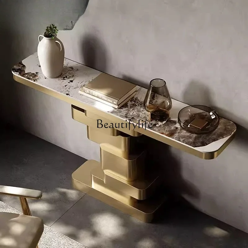 

ld25 Italian light luxury aisle entry decorative rock slab entrance table corridor decorative cabinet