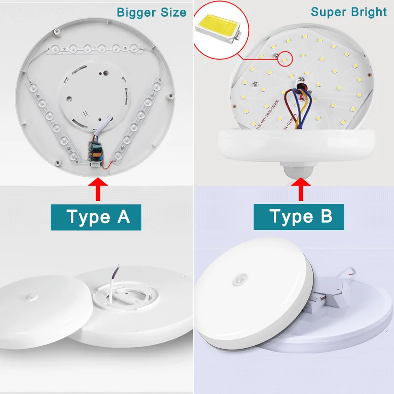 Imagem -06 - Modernas Lâmpadas Led com Sensor de Movimento Pir Lâmpada de Cozinha Sala de Estar 110220v 12 w 15 w 20 w 30 w 40w