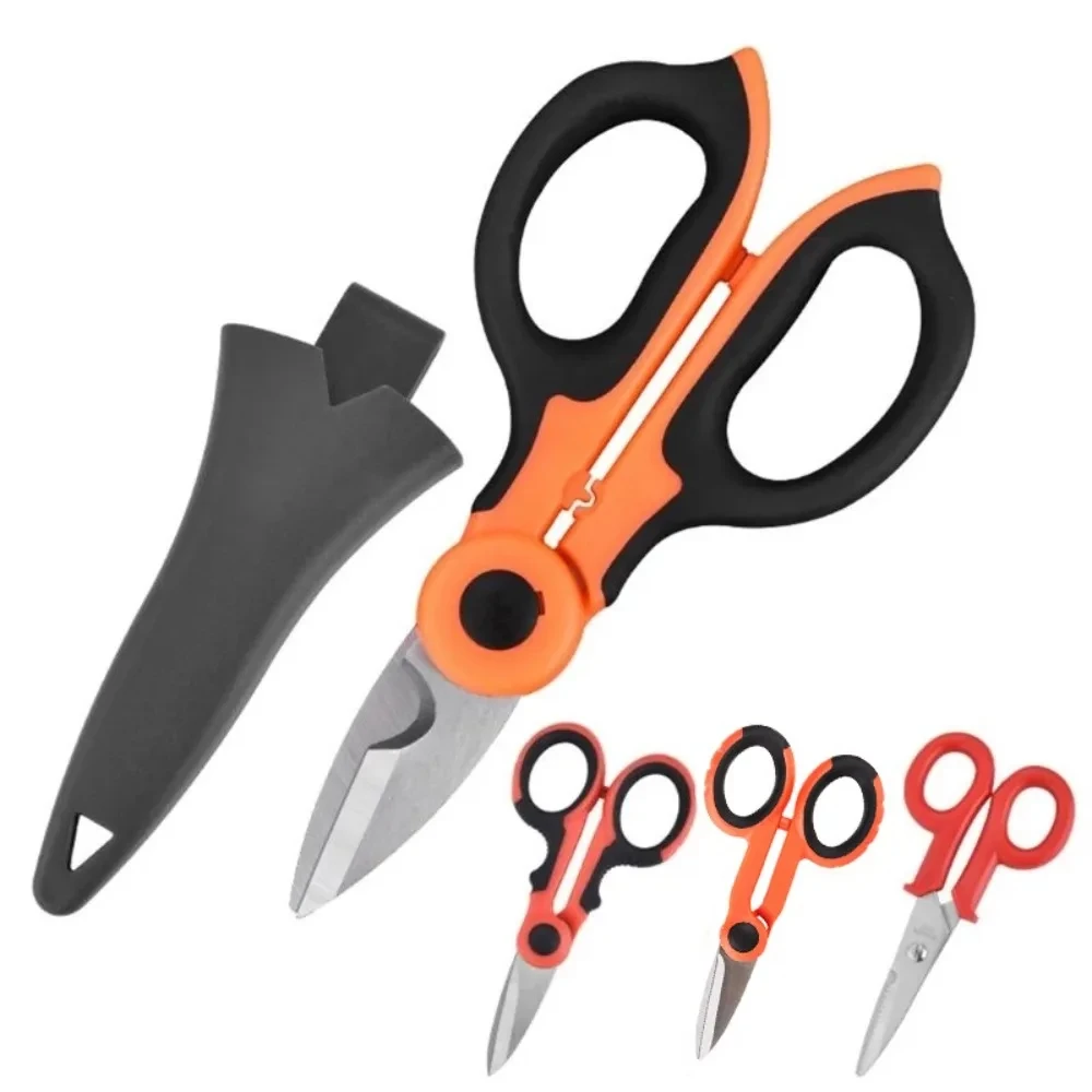 2/1 High Carbon Steel Scissors Household Shears Tools Electrician Scissors Stripping Wire Cut Tools for Fabrics, Paper a.