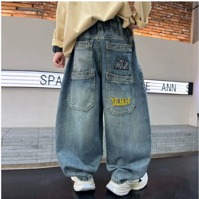 

2-10Y Boys Pants Denim Pants Kids Trousers Young Children Jeans Teens Toddler Boy Loose Trousers Fashion New 2025 Kids Clothing