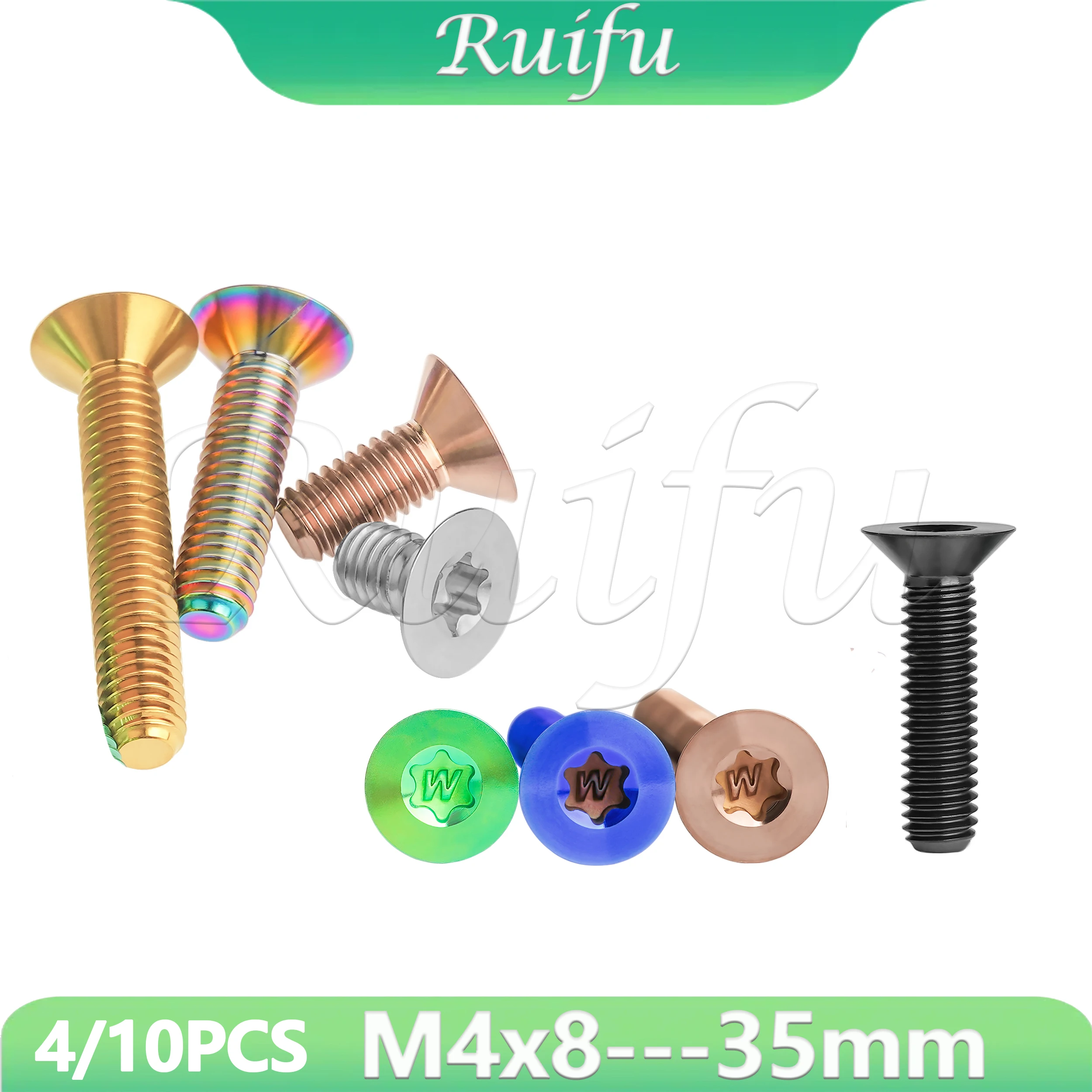 

Ruifu Titanium Bolt 4/10pcs M4X8/10/12/15/20/25/30/35mm Bead Plum Torx for Motorcycle Parts
