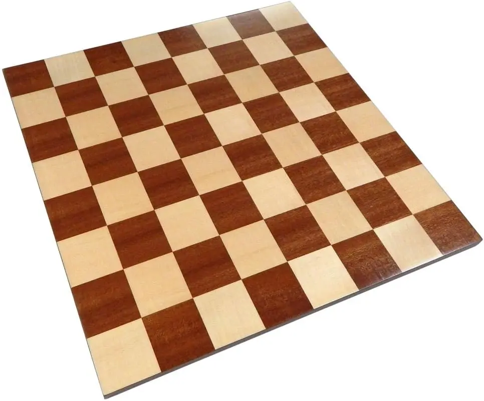 Tabuleiro de xadrez de torneio sem fronteiras Zelus com madeira de mogno incrustada, grande 18 x 18 polegadas, apenas tabuleiro