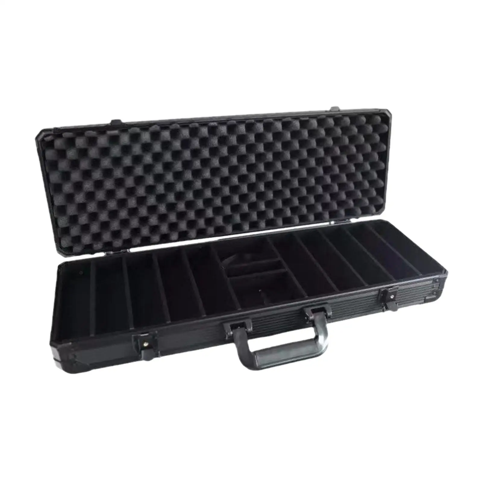 Portable Poker Chip Case with Lock 500 Chips Capacity Reinforced Aluminum Carrier Box for Casino and Card Night
