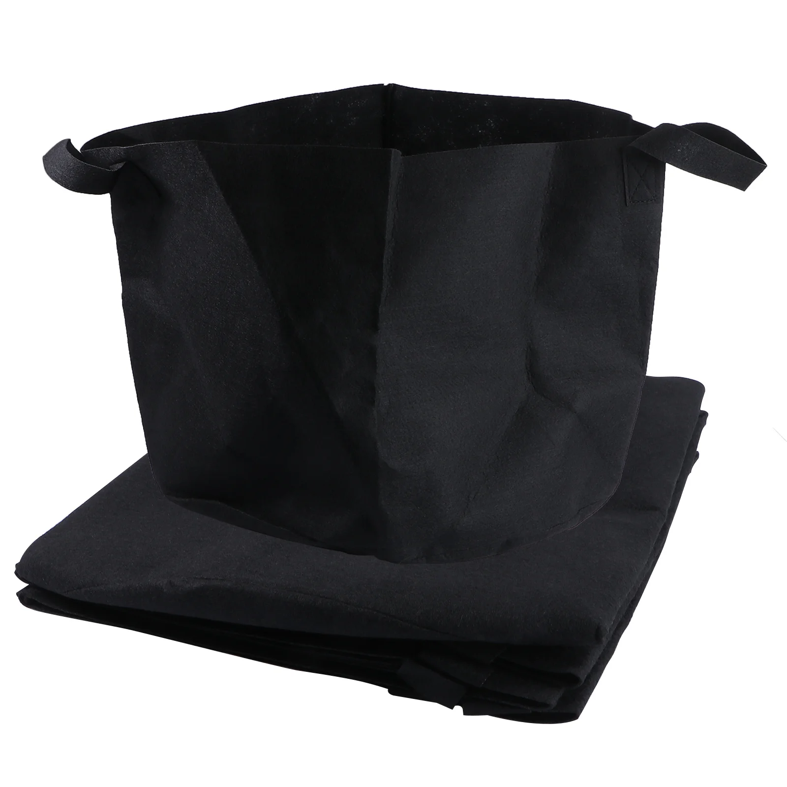 

5pcs Felt Planting Bag 40X30Cm Black Round Hanging Planter For Garden Indoor Outdoor Reusable Grow Bag Drainage Pouch Succulents