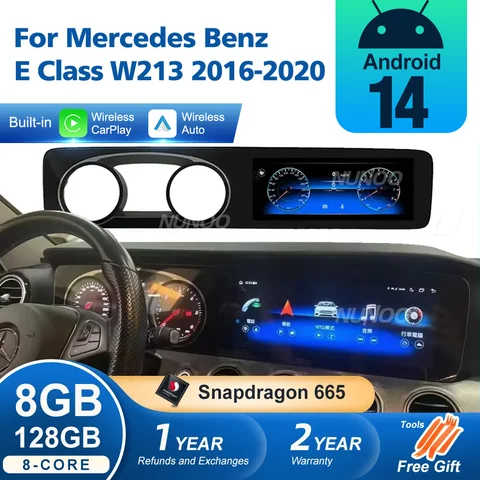 12.3inch Android 14 CarPlay Touch Screen For Benz E Class W213 2016-2019 Car Multimedia Player Auto Radio Navigation