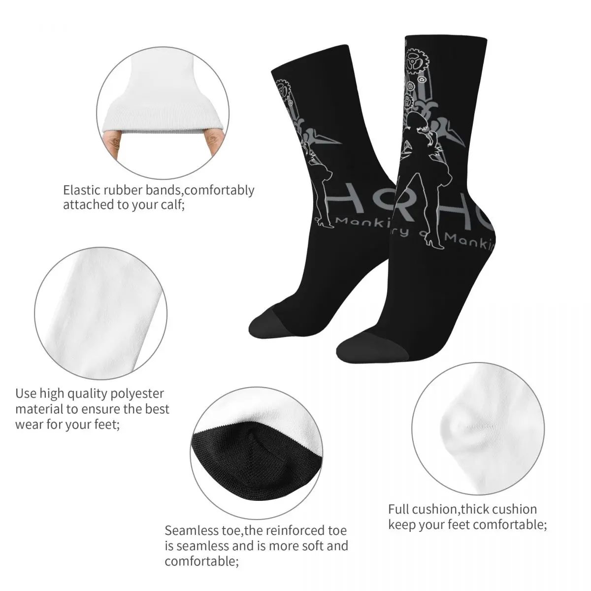 NieR Automata 2B YoRHa Game Design Socks Stuff for Men Cozy Dress Socks