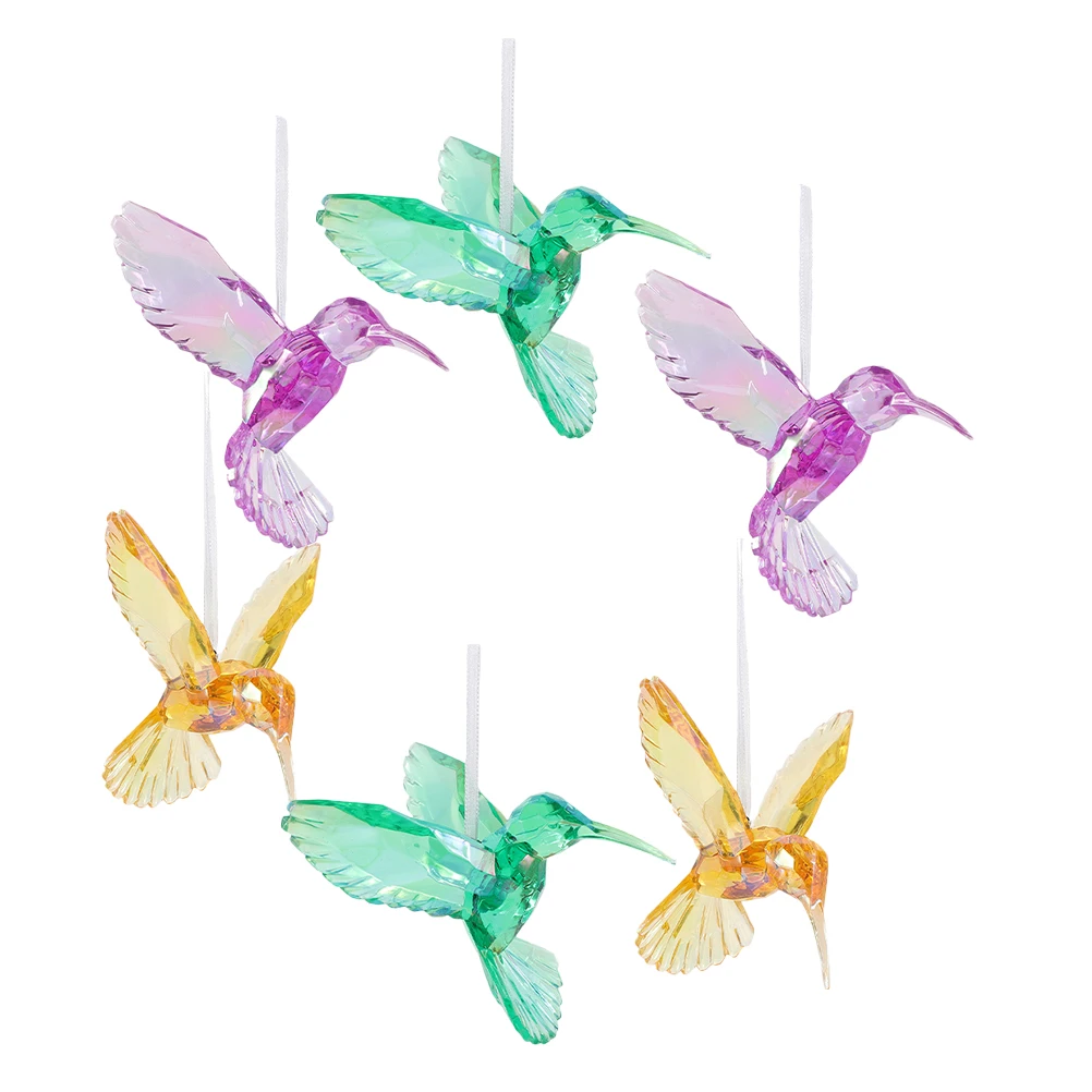 

6Pcs Small Hummingbird Pendants Acrylic Crafts Ceiling Ornament Easy to Clean Use Hummingbird Ornament