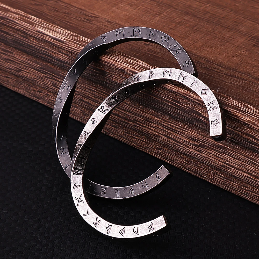 New Vintage Nordic Viking Rune Bracelet Men\'s Fashion Punk Creative Spiral Stainless Steel Viking Bracelet Jewelry Dropshipping