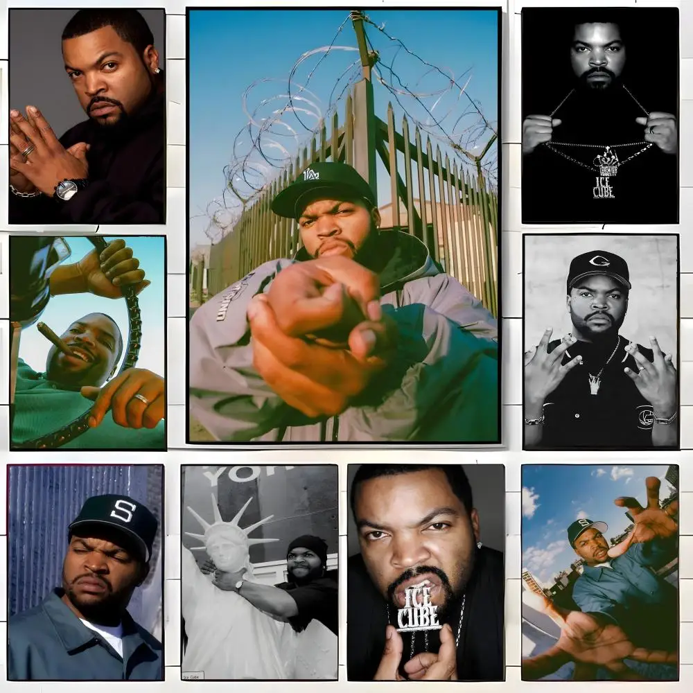 West Coast Gangsta Rap I-Ice Cube Poster  Self-adhesive Art Waterproof Paper Sticker Coffee House Bar Room Wall Decor
