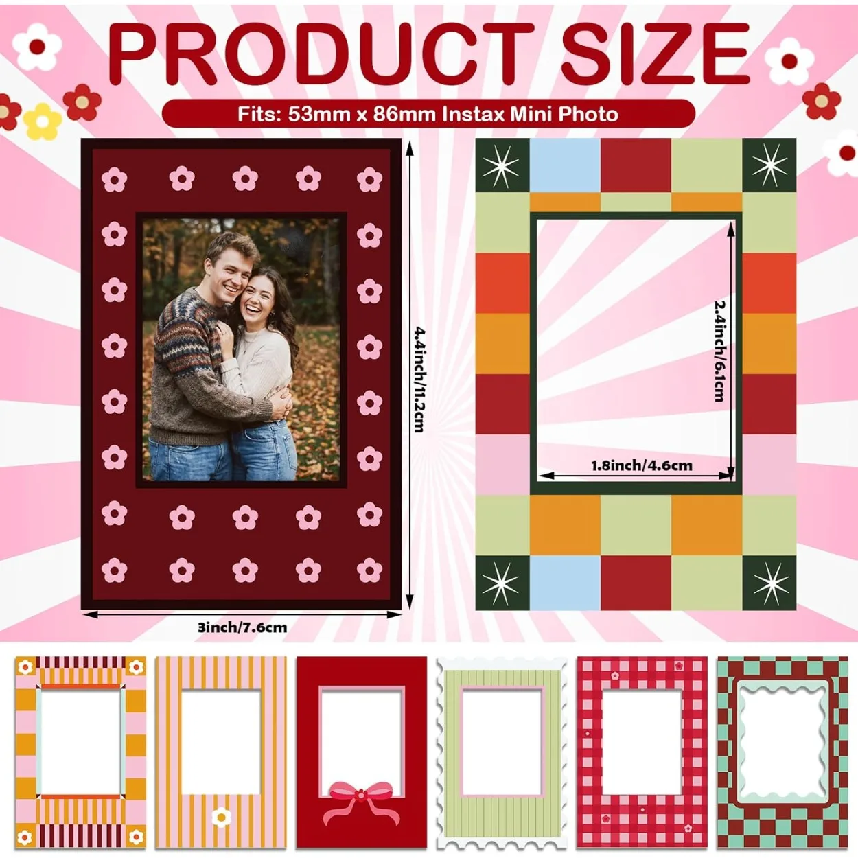 8-teiliges Set magnetischer Rahmen für den Kühlschrank, kompatibel mit 2×3-Zoll-Polaroid-Minifotos, magnetische Dekoration für den Kühlschrank – Detail 2