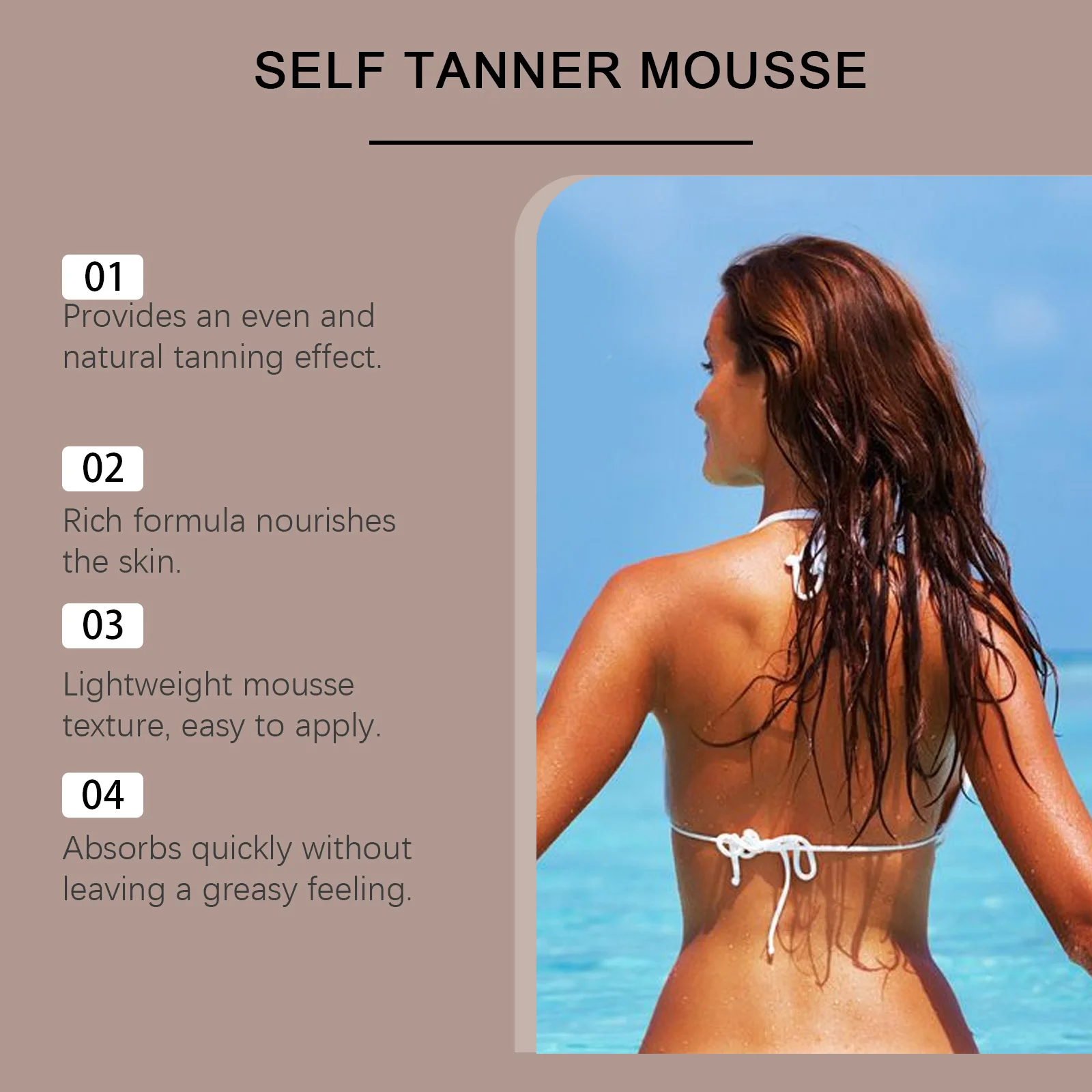 

Sunless Self Tanning Mousse Lasting Natural Tanning Effect Use Evenly Nourish Skin For All Skin Types Buildable Self Tanner Foam