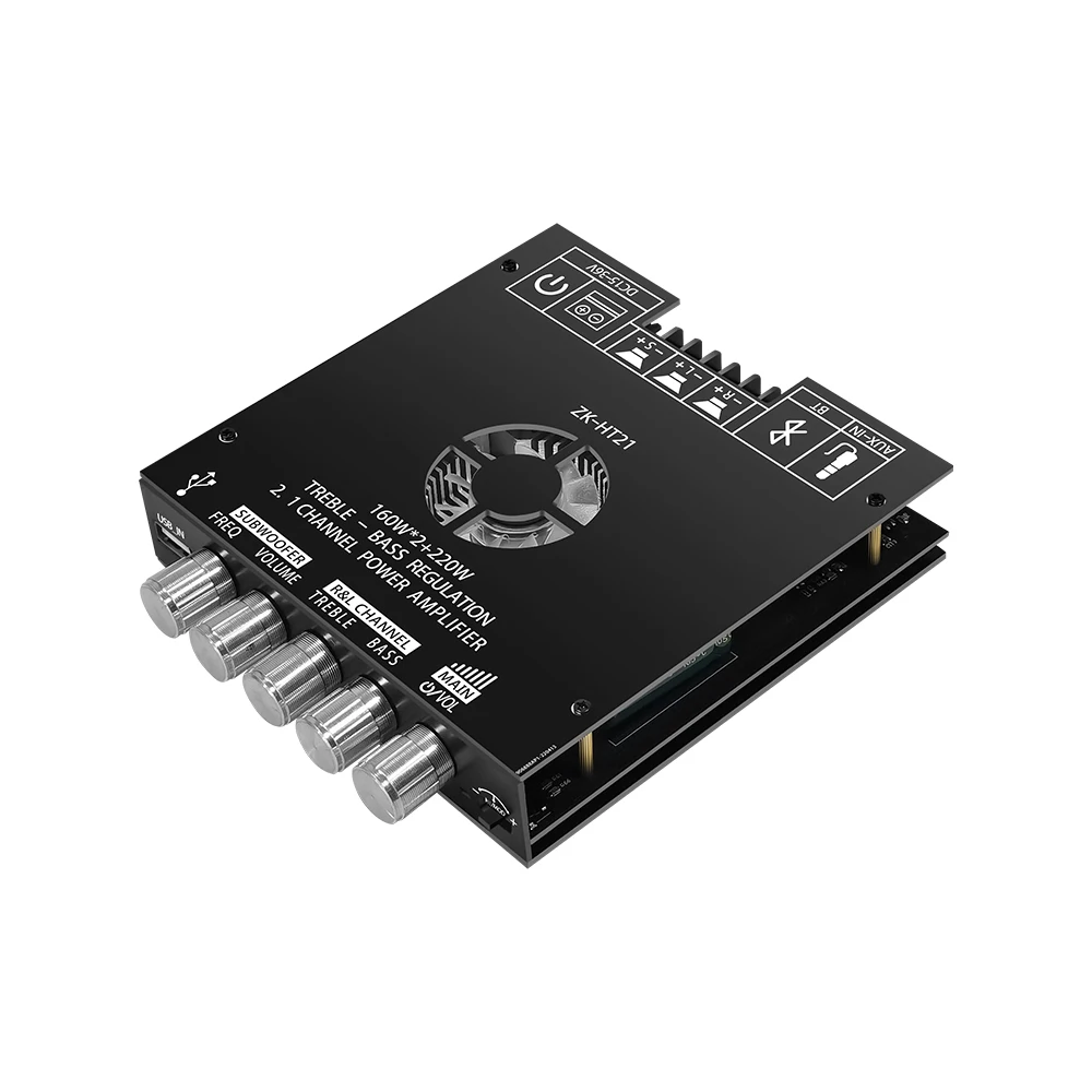 ZK-HT21 2.1 قناة بلوتوث وحدة مكبر كهربائي رقمي TDA7498E 160WX2 + 220W مع مضخم صوت عالي ومنخفض النغمة #2