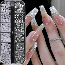 12 Grids Caviar Beads Nail Jewels Half Round Pearls Decoration Nail Art Rhinestone DIY Jewelry Manicure Tool
