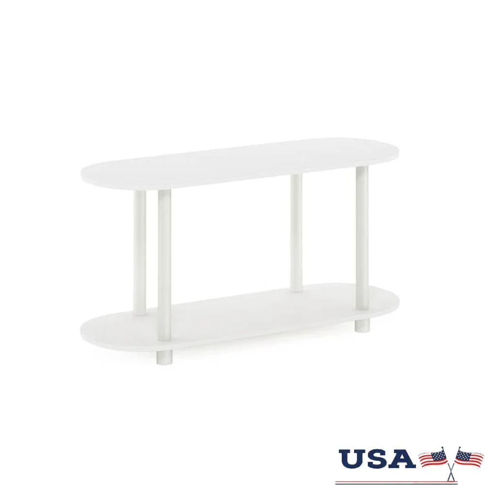 

Turn-N-Tube No Tools Современный овальный приставной столик Белый/Девственный Белый