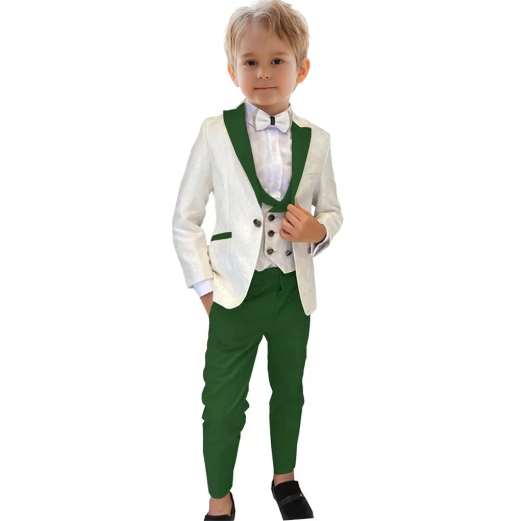 Three Pieces Boy's Suit Set, Single Button Floral Paisley Kids Formal Tuxedo, Wedding Ring Bear Children Clothes